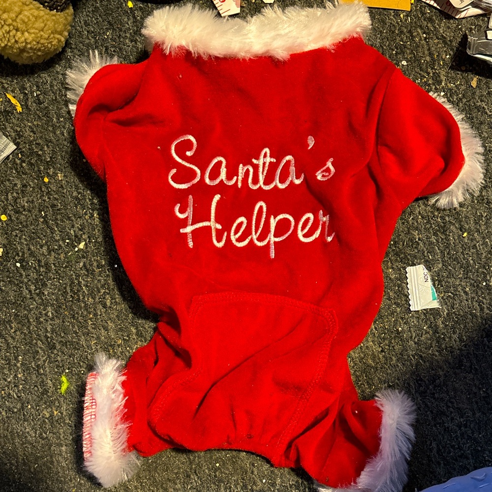 NWOT Santa's Helper Dog Apparel by Pup Crew Red & White
Medium 17" Long
